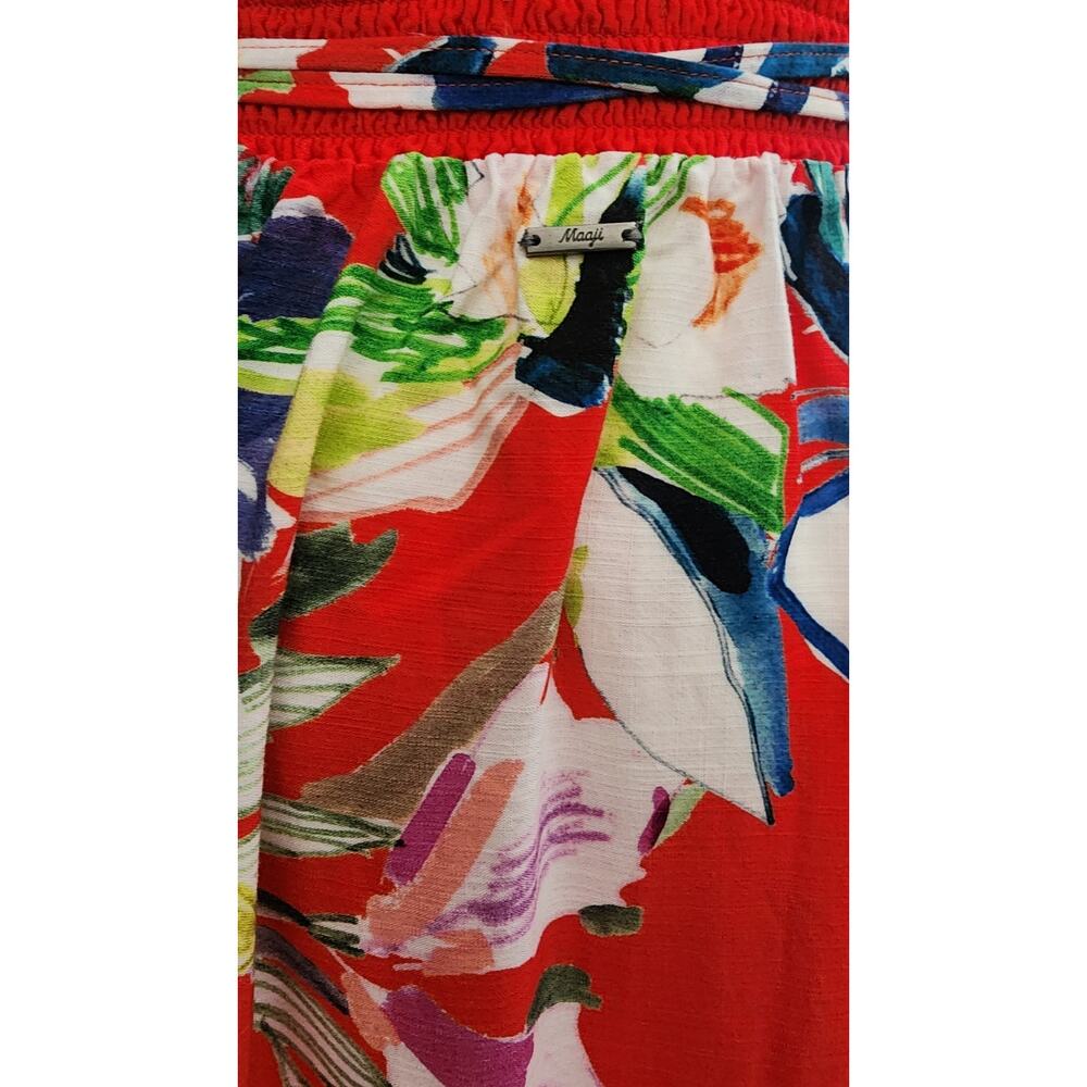 Anthropologie Maaji Maxi Wrap Skirt Ruffle Women Red Tropical Floral Medium - Picture 7 of 9